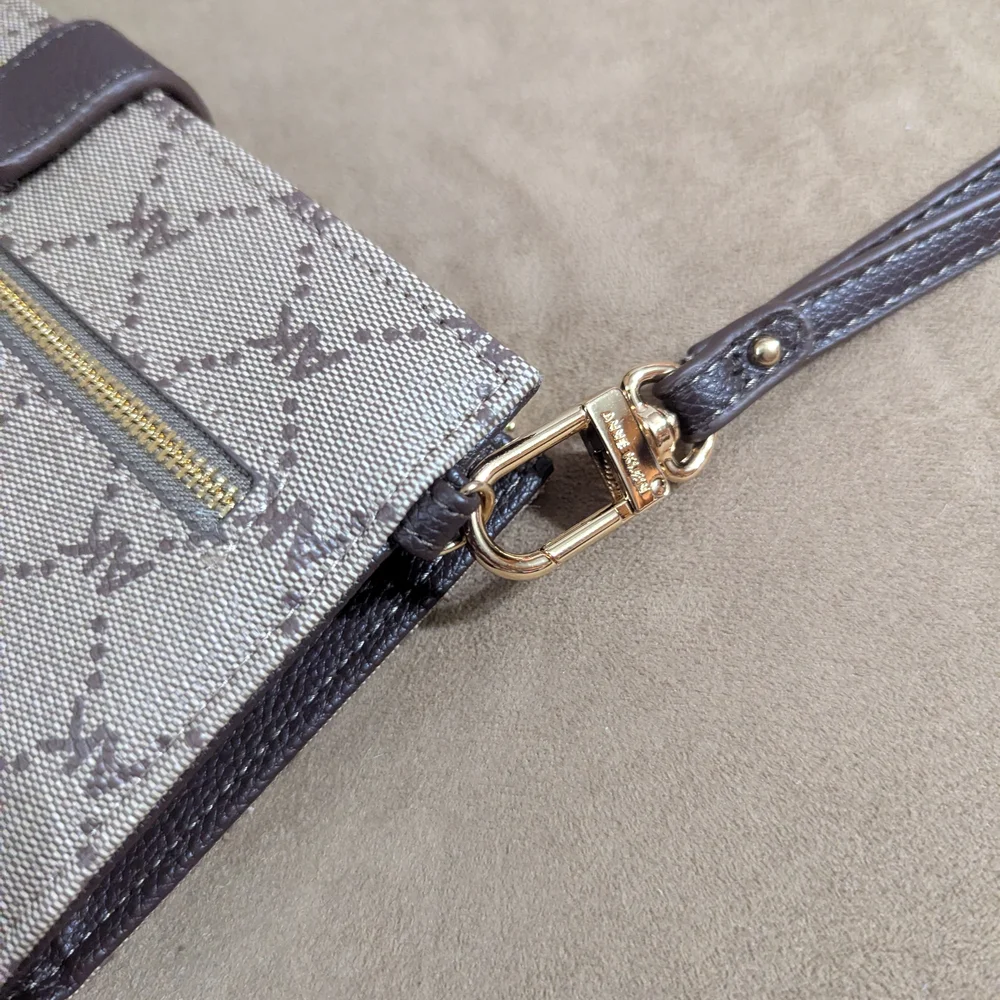 Anne Klein Signature Brown Wristlet Clutch